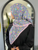 روسری نخی دخترانه گلدار قواره ۱۰۰ کد ۱۰۱۲