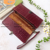 کیف پول زنانه چرم طبیعی کروکدیلی جعبه دار کد ۲۰۲