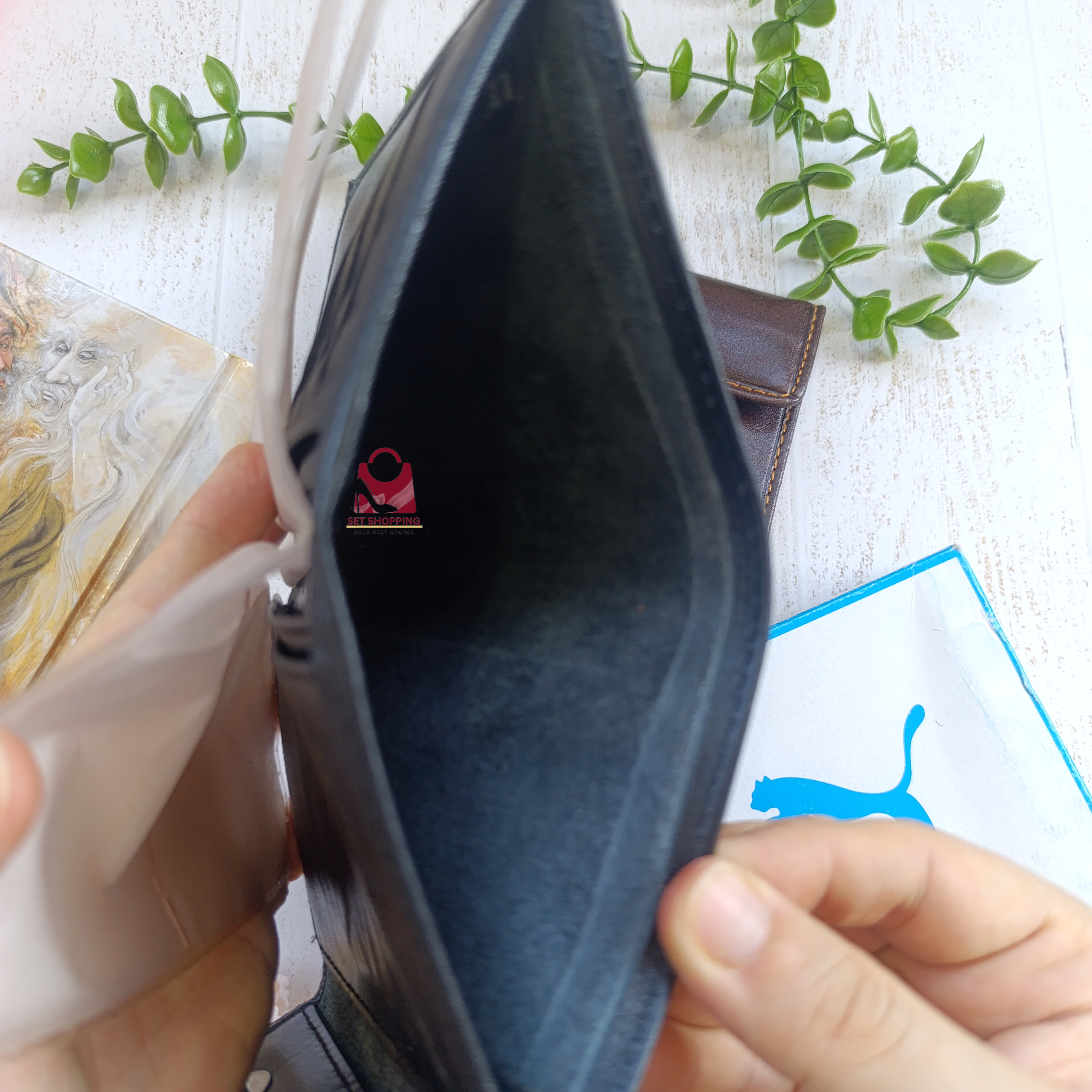 کیف پول جیبی مردانه چرم طبیعی جعبه دار مدل پوما puma کد ۲۶۶