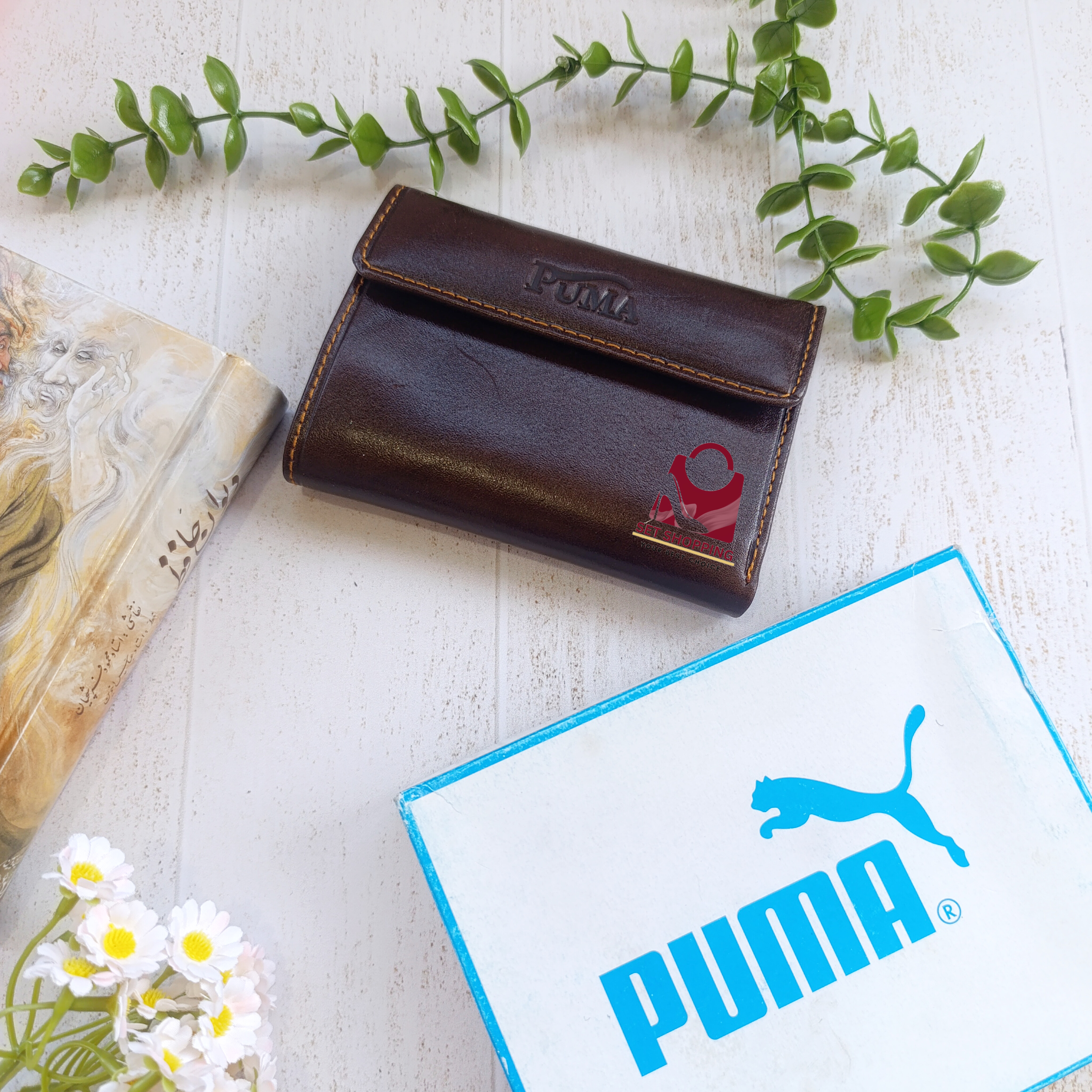 کیف پول جیبی مردانه چرم طبیعی جعبه دار مدل پوما puma کد ۲۶۶