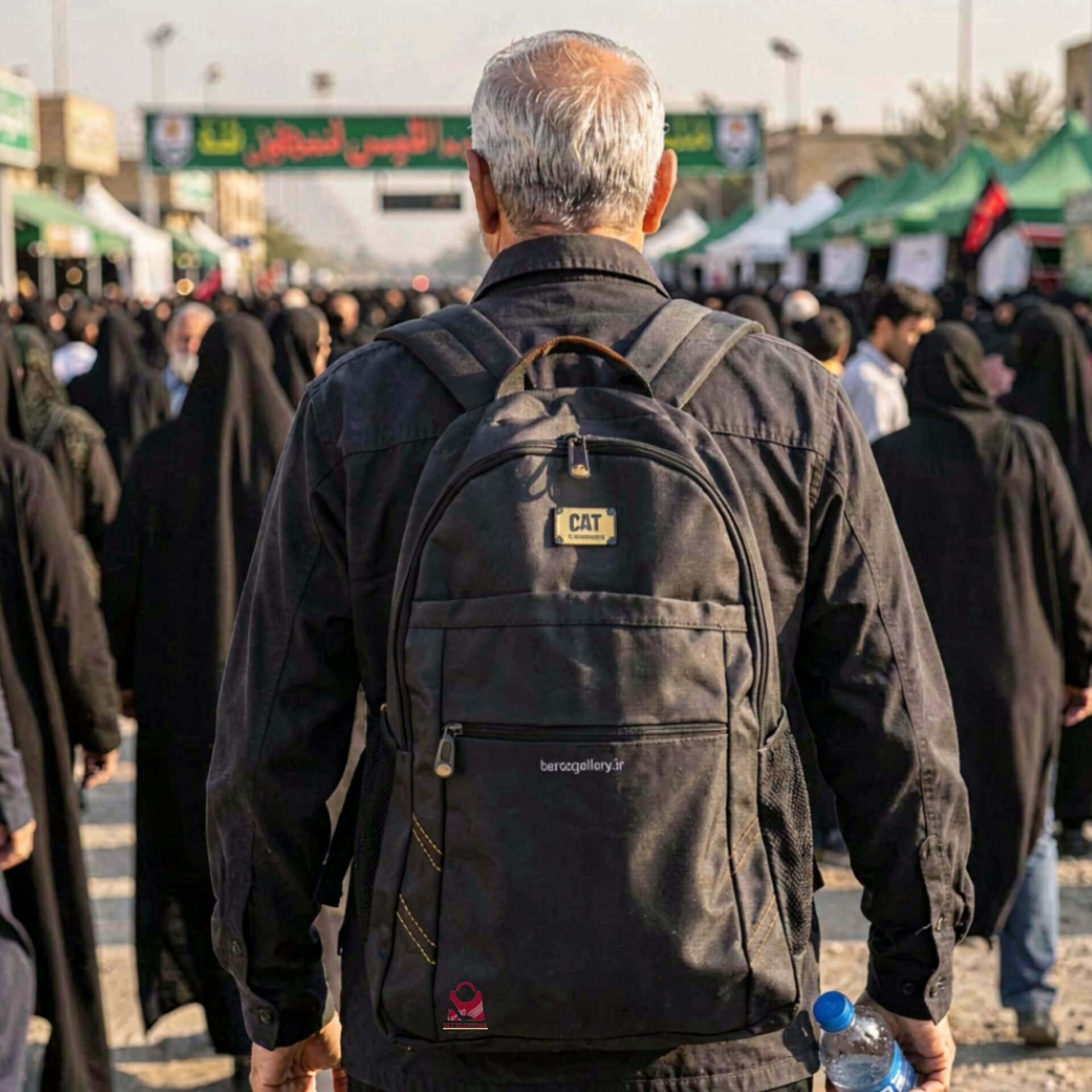 کوله پشتی برزنتی سبک مشکی مناسب تحصیل،  اربعین و سفر مارک cat کد k 2۵