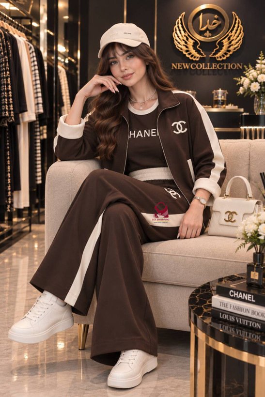 ست زنانه ۳ تیکه CHANEL چنل سویشرت و تاپ و شلوار کد p ۱۹